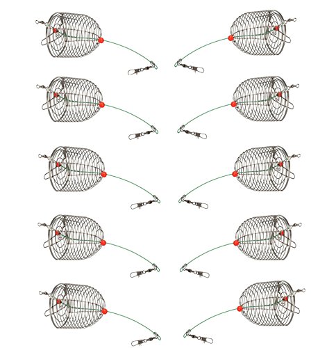 10Pcs/Pk Carp Fishing Bait Trap Cage Feeder Basket Holder Coarse Lure Feeder Carp Fishing Tackle Kit,Size L/M/S Available (M)
