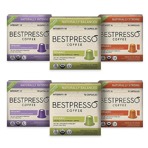 Organic USDA Bestpresso Coffee Aluminum Espresso Pods For Nespresso Original Machine 120 Pack (Variety Pack)