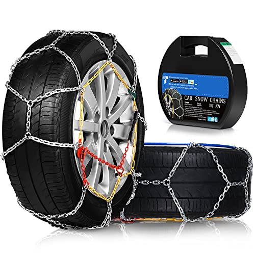 FLYSWAN Snow Tire Chains for Car SUV Pickup Trucks, Choose Your Size from The Picture, Set of 2 - KN130