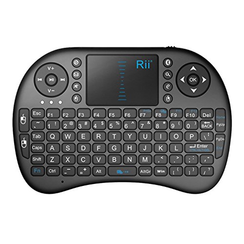 Rii i8 Mini Bluetooth Keyboard with Touchpad＆QWERTY Keyboard, Portable Wireless Keyboard with Remote Control for Smartphones /laptop/PC/Tablets/ Windows/Mac/ TV/Xbox/PS3/Raspberry Pi .Black