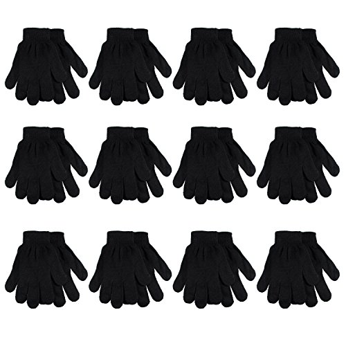 Gelante Adult Winter Knitted Magic Gloves Wholesale Lot 12 Pairs 9905-Black-12 Pairs