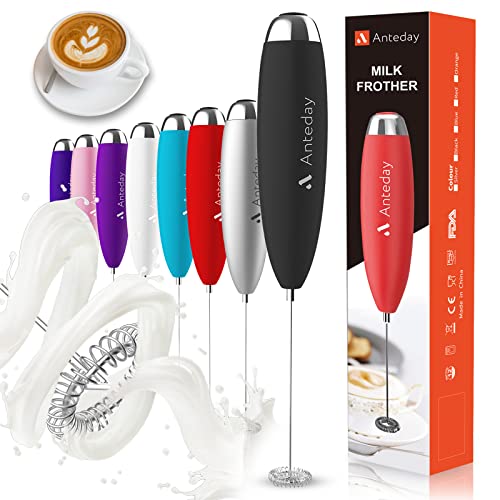 Anteday Electric Milk Frother Handheld, Frother Wand for Coffee, Battery Operated (Not included) Drink Mixer Matcha Whisk, Foam Maker for, Frappe Hot Chocolate, Cappuccino, Lattes