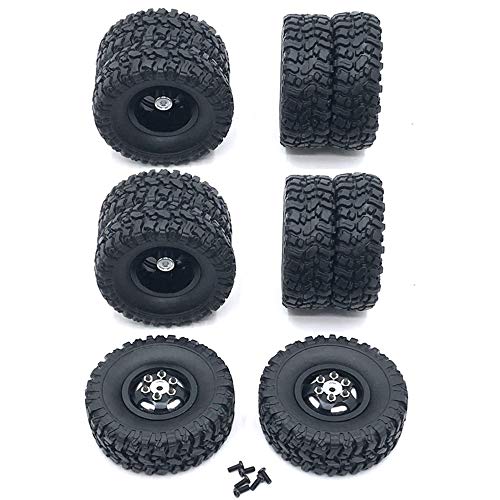 Double Metal Rim with Rubber Tire Tyre for B16 B36 Q60 Q63 Q64 6WD 6X6 RC Truck,Black