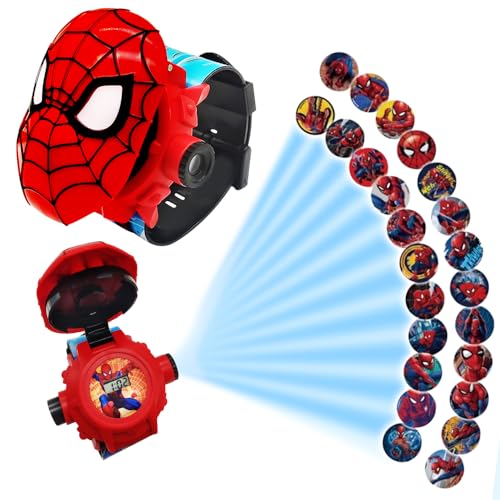 lasama Superhero Projector Watch, Kids Digital Wrist Watch with 24 Anime Images as Gift for Birthday, Christmas and Easter Day