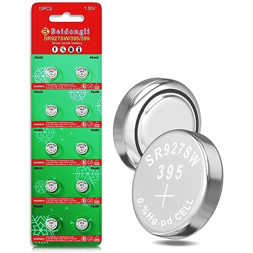 Beidongli SR927sw 1.5V Button Battery 395 AG7 for Watch Battery Cell Pack of 10【3-Year Warranty】