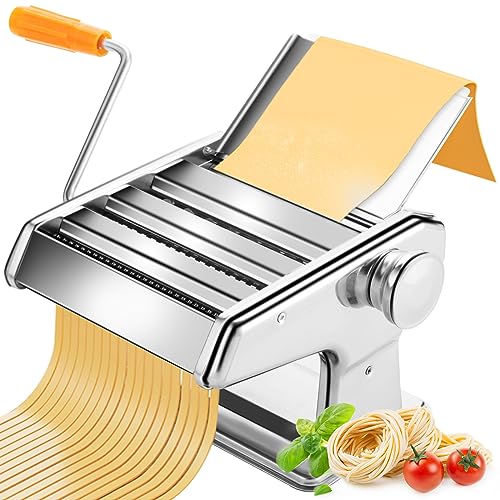 PARACITY Pasta Maker, Pasta Machine with 8 Adjustable Thickness Settings, Pasta Maker with Steel Panel, Rollers and Cutters, Pasta Roller Perfect for Spaghetti, Fettuccine, Lasagna, Noodle Maker