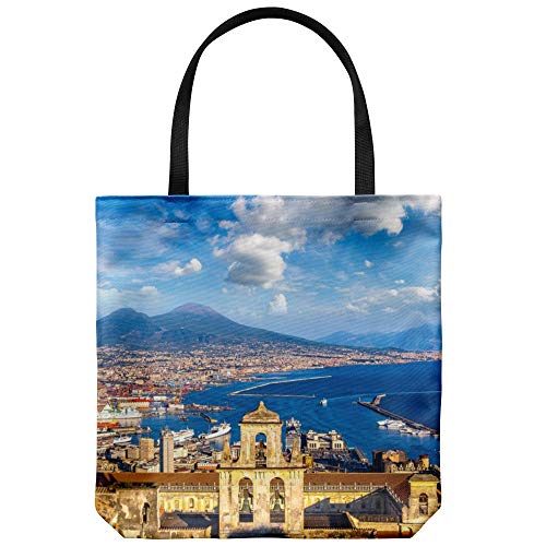 P.S. I Love Italy Napoli Tote Bag - Casual & Big but Stylish Poplin Shoulder Handbag for Work & Travel (a Full Print (18x18))