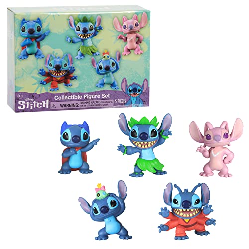 Disney’s Lilo & Stitch Collectible Stitch Figure Set, 5-pieces, Officially Licensed Kids Toys for Ages 3 Up by Just Play