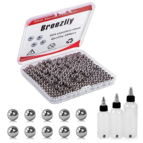 (200 Pieces) Breezliy - 5mm (0.197') Precision Stainless Steel Bearing Balls G25 (304 Stainless Steel Non Magnetic)
