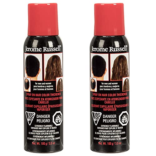 Jerome Russell Spray-on Color Jet Black Hair Thickener, for Fine and Thinning Hair, 3.5 oz x 2 Pack