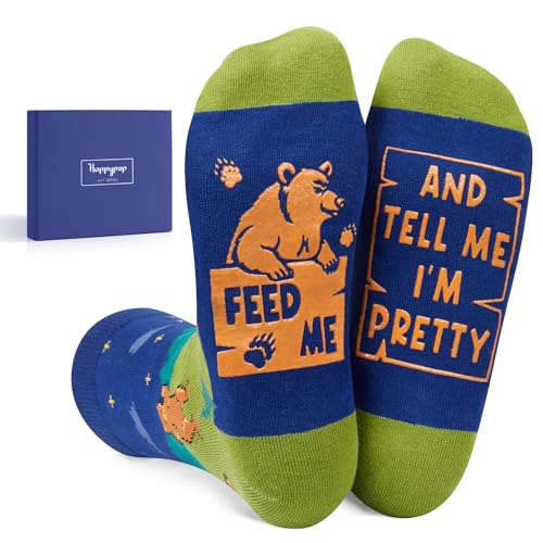 HAPPYPOP Funny Socks for Women Men Funny Gifts, Novelty Bear Gifts for Bear Lovers Bear Socks Crazy Silly Fun Socks