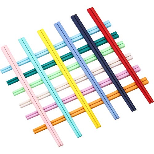 Boao 12 Pairs Reusable Fiberglass Chopsticks, Dishwasher Safe Lightweight Chopsticks Set (Multicolor)