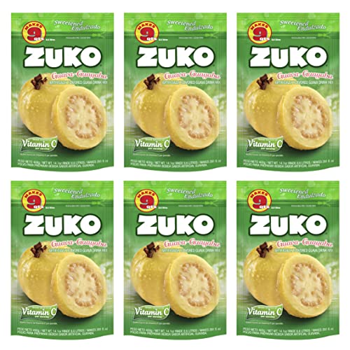 Zuko Guava Instant Powder Drink | Family Pack | No Sugar Needed | Vitamin C | 14.1 Ounce (Pack of 6)