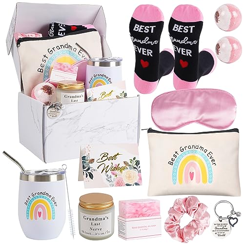 12 Pieces Mothers Day Gifts For Grandma,Grandma Birthday Gifts,Grandma Gifts Box, Birthday Gifts for Grandma from Granddaughter Grandson,Nana Gifts Basket Grandma Birthday Gifts for Gigi Grandmother
