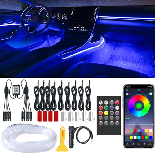 Car LED Strip Lights, LEDCARE 9 in 1 RGB Car Interior Lights with APP & Remote Control, 16 Million Colors Ambient Lighting Kit with 5 Fiber Optic LED Strips & 4 Under Dash Lights, Sync to Music