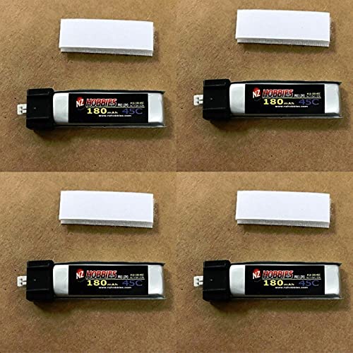 4 Packs NZHOBBIES 3.7 Volt - 180mAh 45C Lipos for Blade mCX, mCX2, mSR, mSR X, Nano QX, Nano CPX, Inductrix and UMX AS3Xtra