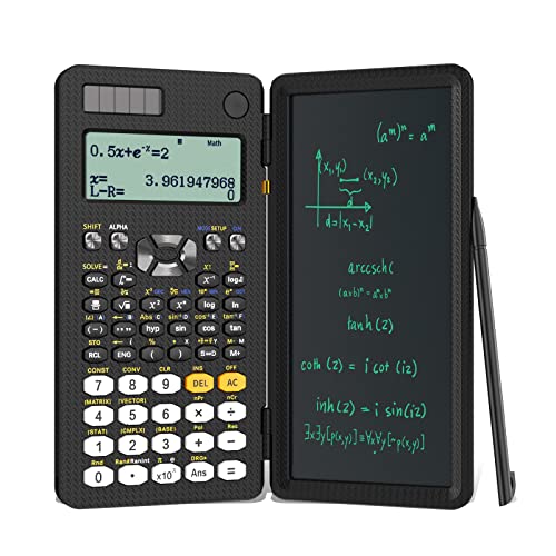 Upgraded 991ES Plus Desktop Scientific Calculator, ROATEE Multiview 4-Line Display with Erasable LCD Writing Tablet, Solar Battery Power with Notepad for School