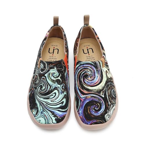 UIN Women's Starry Night Painted Canvas Slip-On Shoes Fashion Ladies Travel Shoes Black (8)