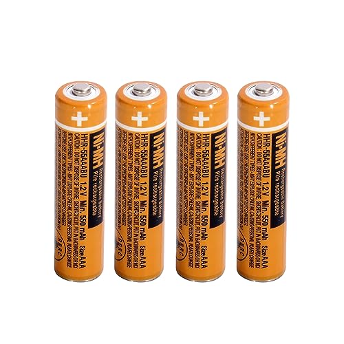 ZZWJBCYLE 4 Pack HHR-55AAABU NI-MH AAA Rechargeable Battery for Panasonic, 1.2v 550mah Rechargeable AAA Batteries for Panasonic Cordless Phone Handset, Remote Controls, Electronics