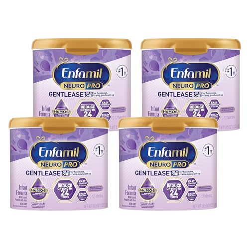 Enfamil NeuroPro Gentlease Baby Formula, Infant Formula Nutrition, Brain Support that has DHA, HuMO6 Immune Blend, Designed to Reduce Fussiness, Crying, Gas & Spit-up in 24 Hrs, 19.5 Oz, (Pack of 4)
