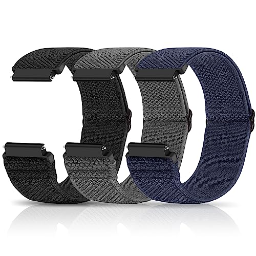 Relting Compatible with 16mm 18mm 19mm 20mm 22mm Watch Bands Quick Release Replacement Wristband,Adjustable Stretchy Nylon Solo Loop Straps Fabric Braided Sport Elastic Bands for Men Women