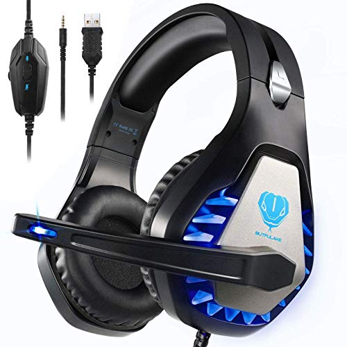 Gaming Headset for PS4, Xbox One, PC, PS5, Laptop, Mac, Nintendo Switch, 3.5MM Noise Cancelling Over Ear Headphones with Mic, Bass Surround, Soft Memory Earmuffs (Black)