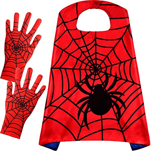 1 Piece Spider Cape, and 1 Pair of Spider Web Gloves Costume for Halloween, Christmas, Birthday, Costume Party, School Performance