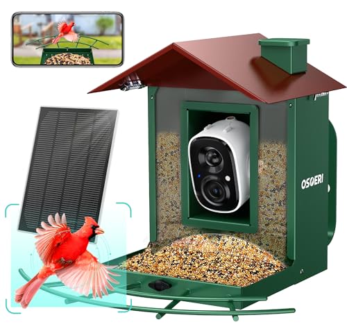 Osoeri Bird Feeder with Camera, Smart Bird Feeder Camera with AI Identify, Auto Capture Bird Videos & Motion Detection, Ideal Gift for Bird Lovers