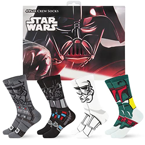 Hyp Star Wars Socks Mens and Womens Socks Featuring Darth Vader | Gift Box, 4 Pack Casual Crew Socks
