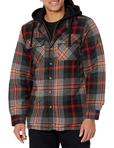 Legendary Whitetails Men's Standard Maplewood Hooded Shirt Jacket,X-Large, (Locomotive Plaid)