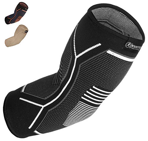 Kunto Fitness Elbow Brace Compression Support Sleeve for Tendonitis, Tennis Elbow, Golf Elbow Treatment - Reduce Joint Pain During Any Activity!