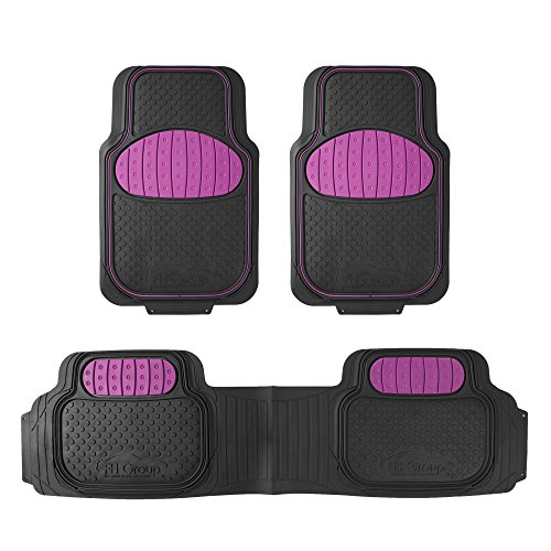 Automotive Floor Mats Pink Climaproof for All Weather Protection Universal Fit Heavy Duty Rubber fits Most Cars, SUVs, and Trucks (Full Set Trim to Fit) FH Group F11500PINK