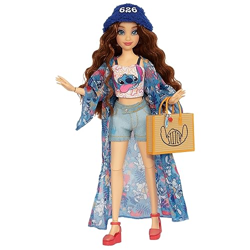 Disney ily 4EVER Dolls Disney 100 - Stitch 11.5' Tall with 13 Points of Articulation, Two Complete Mix-and-Match Outfits and Glittery Mickey Ring for You!