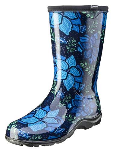 Sloggers Waterproof Floral Rain Boots for Women - Cute Mid-Calf Mud & Muck Boots with Premium Comfort Support Insole, (Spring Surprise), (Size 7)