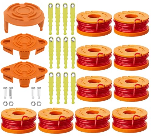 Trimmer Spool Line for Worx，Edger Spool Compatible with Worx trimmer spools Weed Eater String,Trimmer Line Refills 0.065 inch for Electric String Trimmers，Weed Wacker Spool Replacement Parts