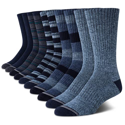 Nautica Men’s Dress Socks – Light-Cushion Crew Socks (10 Pack), Size 6-12.5, Assorted