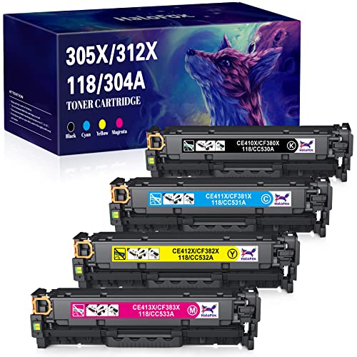 HaloFox Remanufactured Toner Cartridge Replacement for Canon 118 HP 304A for Canon Color Imageclass MF8580CDW MF8380CDW MF8350CDN MF726CDW for HP Color Pro CP2025DN CM2320NF Printer (4 Pack)