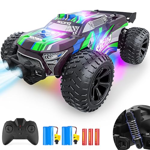 EpochAir Remote Control Car - 20km/h 2.4GHz High Speed RC Cars, Off Road Hobby RC Racing Car with 2 Rechargeable Batteries & LedLights, Toy Car Gift for 3 4 5 6 7 8 Year Old Boys Girls Kids