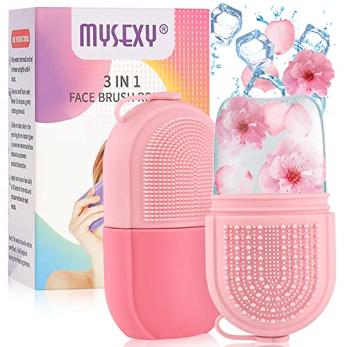 MYSEXY Ice Roller for Face & Eye, Beauty Facial Ice Rollers Ice Holder Mold Face Puffiness Relief Massage Skin Care Tools for Brighten Lubricate Shrink Pores Remove Fine Lines (Pink)