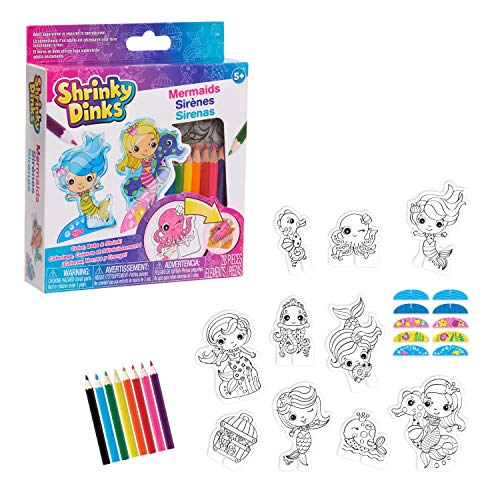 Shrinky Dinks Minis Mermaids, Includes 10 Preprinted Shrinky Dinks, Kids Art and Craft Activity Set, Kids Toys for Ages 5 Up by Just Play