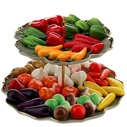 Gresorth 70 PCS Fake Mini Vegetables Artificial Garlic, Corn, Pepper, Pumpkin, Carrot, Potato, Eggplant ……