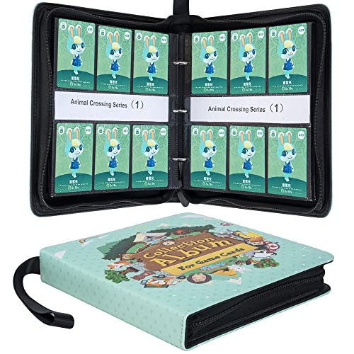 600+ Pockets Card Holder Compatible with Amiibo Card, 6-Pocket Trading Card Binder with 50 Sleeves Compatible with Animal Crossing Amiibo Card Series 1-5 Normal Size