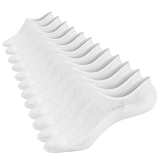 Mottee&Zconia Mens Low Cut No Show Casual Comfy Non-Slip Cotton Socks 6 pack White Size 8-11