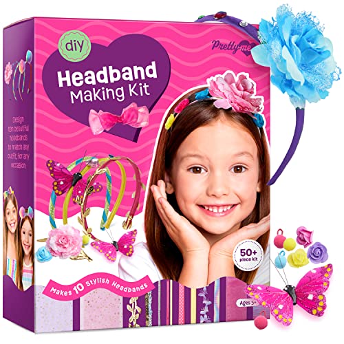 Headband Making Kit for Girls - Make Your Own Fashion Headbands for Kids - DIY Hair Accessories Set - Arts & Crafts Easter Gift for Ages 5-12 Year Old Girl - Little Children's Art & Craft Gifts