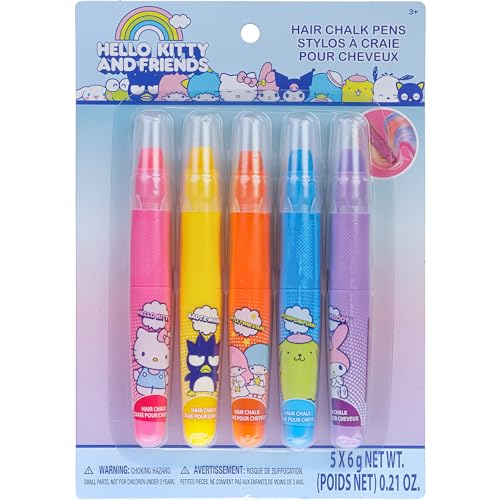 Hello Kitty and Friends Temporary Hair Markers for Girls, Washable, Bright Vibrant Colors - Great for Birthday Gifts, Stocking Stuffers, Slumber Parties Ages 3+ by Townley Girl