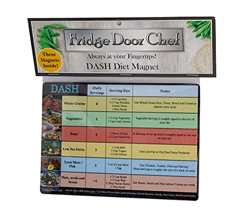 Dash Diet Reference Magnets from The Fridge Door Chef – Set of 3 Magnets to Help Guide and Inspire You to Healthier Eating! The Dash Diet is Ranked one of The Best Diets on The Planet Every Year