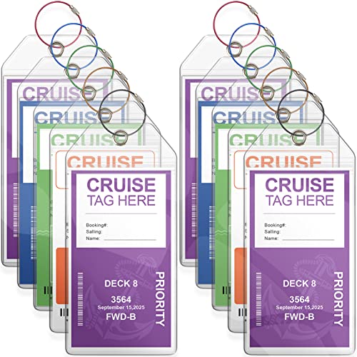 Meedo Cruise Luggage Tag Holder, 10 Pack Carnival Cruise Luggage Tags, Cruise Ship Luggage Tags, Plastic Luggage Tags for Cruise Ships Fits All Cruise Lines Cruise Essentials