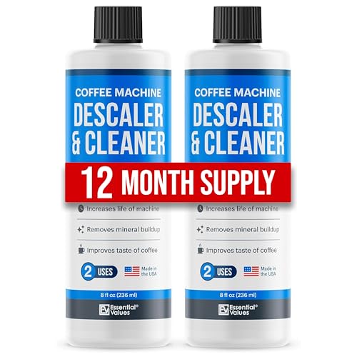 Essential Values Universal Descaling Solution for Keurig Breville Nespresso & Delonghi (4 Uses) | Coffee Machine Descaler Cleaner | Liquid To Descale Automatic Coffee Makers & Espresso Machines