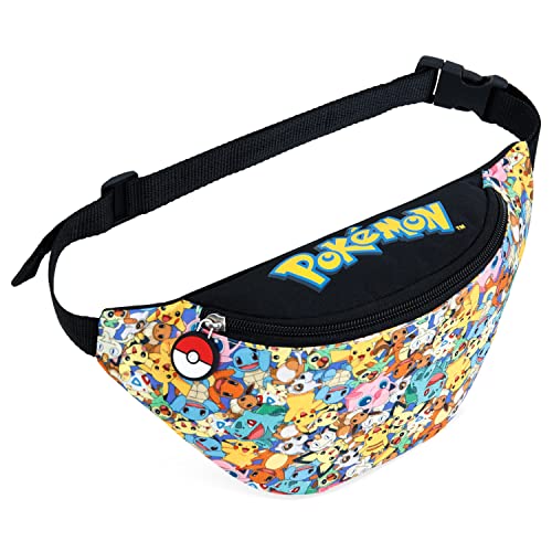 Pokemon Bum Bag for Boys and Girls Pikachu Lightweight Adjustable Fanny Pack Waist Bag Travel Pouch for Travel Sports School Pokemon Gifts for Boys