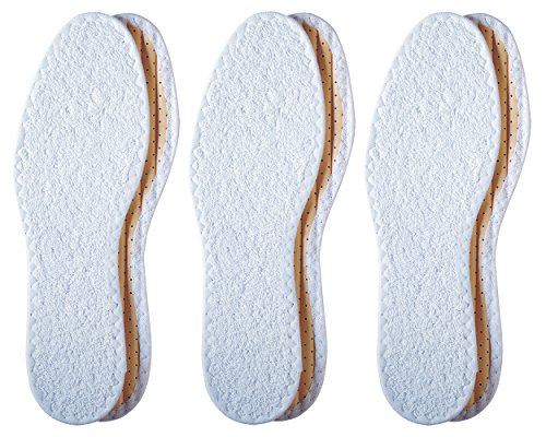 Pedag Summer | Terry Cotton Sockless Insoles | Barefoot Insert | Handmade in Germany | Absorbs Sweat & Controls Odor | Wear Without Socks | Washable | US Women 7/ EU 37 | White | 3 Pair